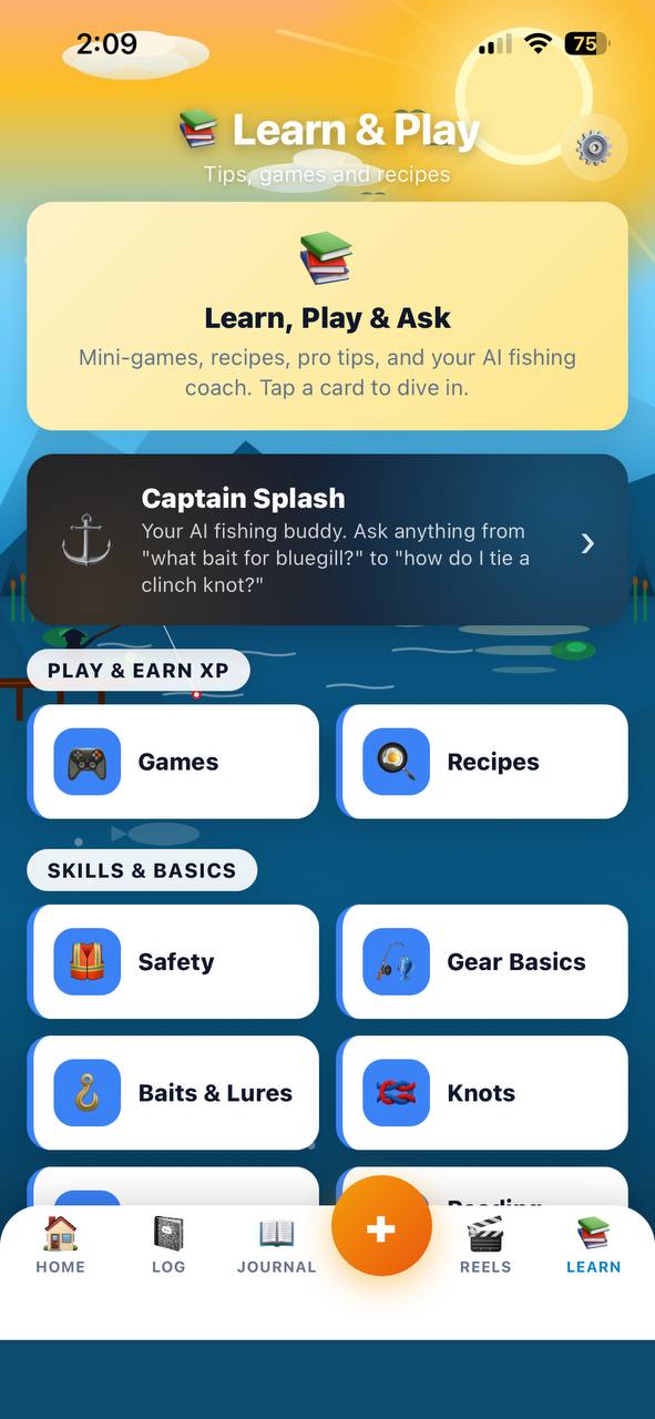 Learn hub with games, recipes, knot diagrams